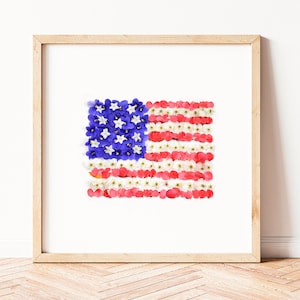 Amerikanische Flagge Wandkunst, Patty Dekor, USA Flagge, Stars and Stripes, Amerikanische Flagge mit Blumen, rot, weiß und blau, Amerika