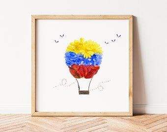 Venezuela art, Hot air balloon Wall Art, nursery decor, kids room decor, Venezuela baby