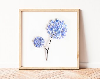 Hydrangea print, bedroom decor, botanical print, blue hydrangea wall art, Blue flower print for aesthetic room decor