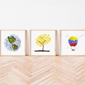 Venezuela wall art, Set of Three Venezuela prints Featuring Araguaney, heart in Venezuela, and Venezuelan colors, Cuadros de Venezuela
