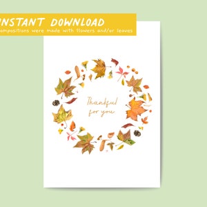 Thankful Printable Card for Fall Greetings, thanksgiving, and Gratitude Moments image 2