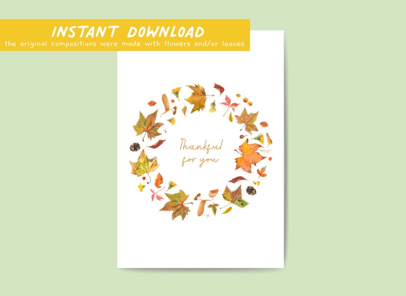 Thankful Printable Card for Fall Greetings, thanksgiving, and Gratitude Moments image 2