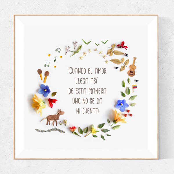 Unique Venezuela Art Made with Flowers, Caballo Viejo Quote Print, Perfect Gift for Your Venezuelan Friend