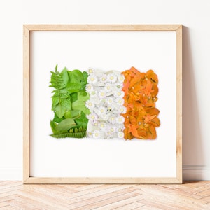 Irish prints, Ireland flag, St Patricks day, Ireland poster, Irish, made with flowers