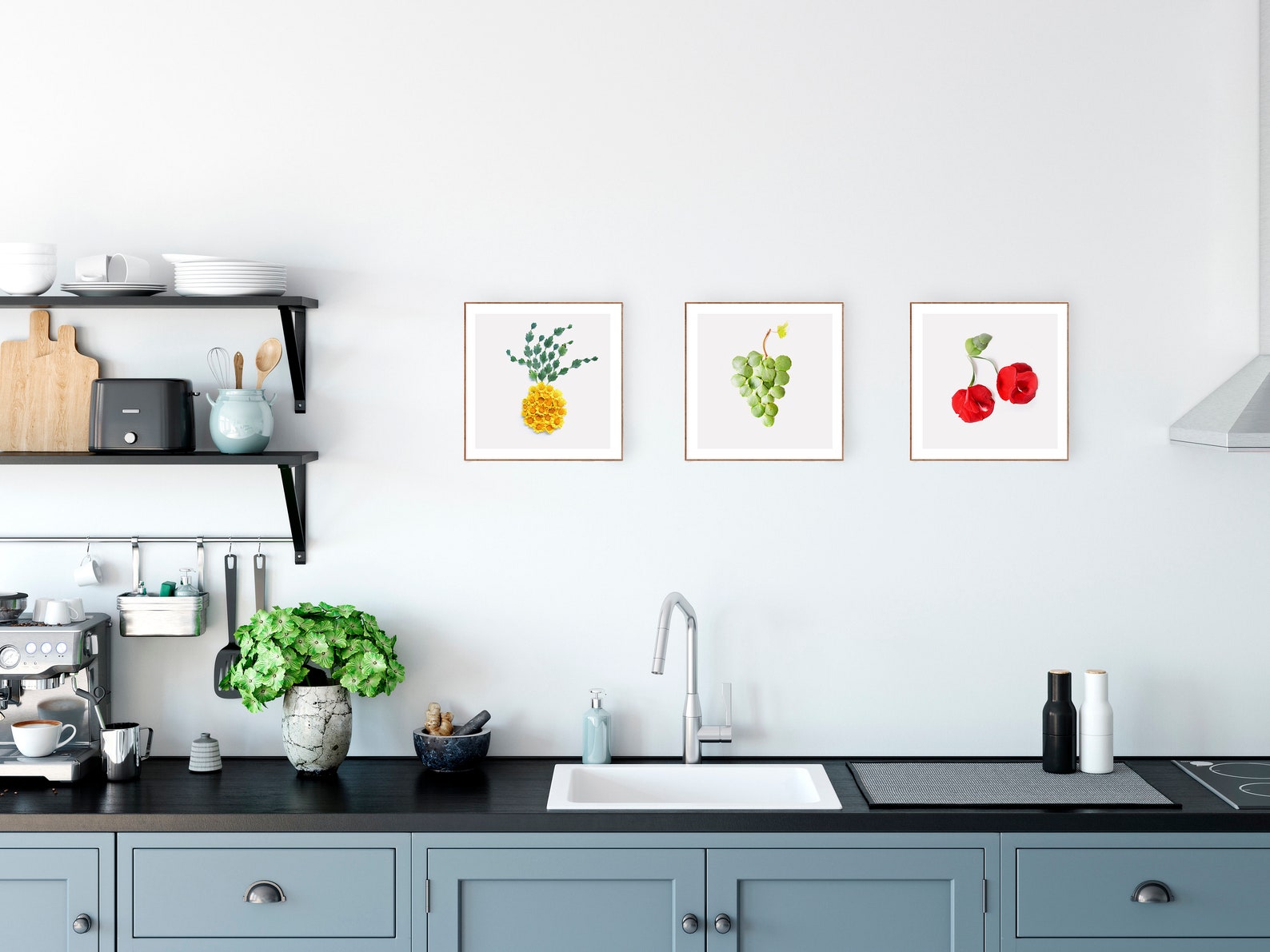 Kitchen Decor 3 Piece Wall Art Modern Kitchen Wall Decor Etsy