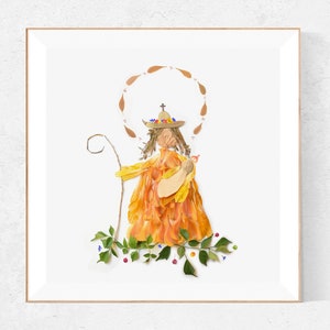 Art vénézuélien, Virgen Divina Pastora, Lara, Barquisimeto, art mural imprimé de la Mère de Jésus, fait avec des fleurs et des feuilles