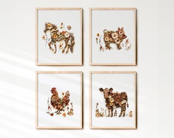 Farm Animals Printable Wall Art Nursery Art Farmhouse Decor Barnyard Animals Print, cow print, horse print, pig decor, farm decor