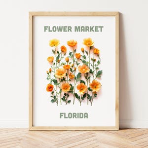 Florida State Flower Market Art Print Poster Botanical Prints, Florida State Flowers Printable wall art, Digital Download, Florida decor