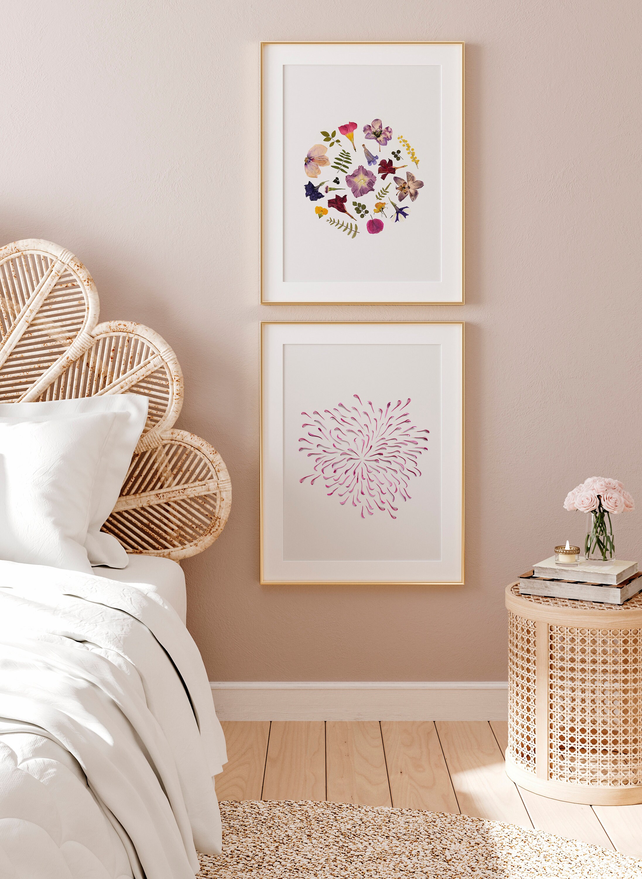 Printable wall art Boho wall decor Pressed flower print | Etsy