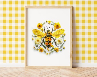 Bumble Bee Printable Wall Art printable, Bumble bee print, Bumble bee print, Blumenkunst, Botanisches Bild