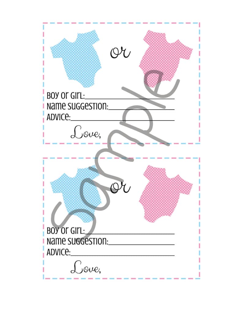 Gender Reveal Prediction Cards Instant Download Printable - Etsy