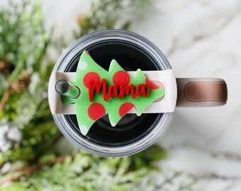 Winter Stanley Cup Christmas name plate, Holiday 30/40 oz Tumbler Topper Accessories Personalized Christmas Tree Decor Gift Giving Tag