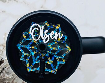 Personalized Iridescent Snowflake Brumate Topper: Winter Holiday Name Tag