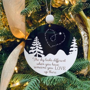 Sentimental Memorial Loved One Ornament, Remembrance sympathy gift, The Sky Looks Different, Layered Wood  Acrylic Keepsake, Christmas Tree