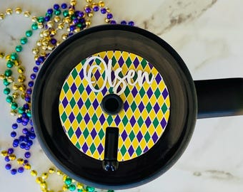 Mardi Gras Brumate Tumbler Topper: Personalized Marquis Pattern Name Plate