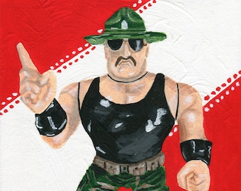 Sgt Slaughter Hasbro Painting 8" x 10" Art print, wwe, wcw, wwf