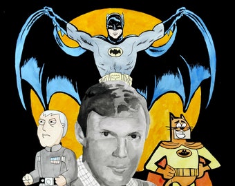 Adam West watercolor painting 8" x 10" Art Print