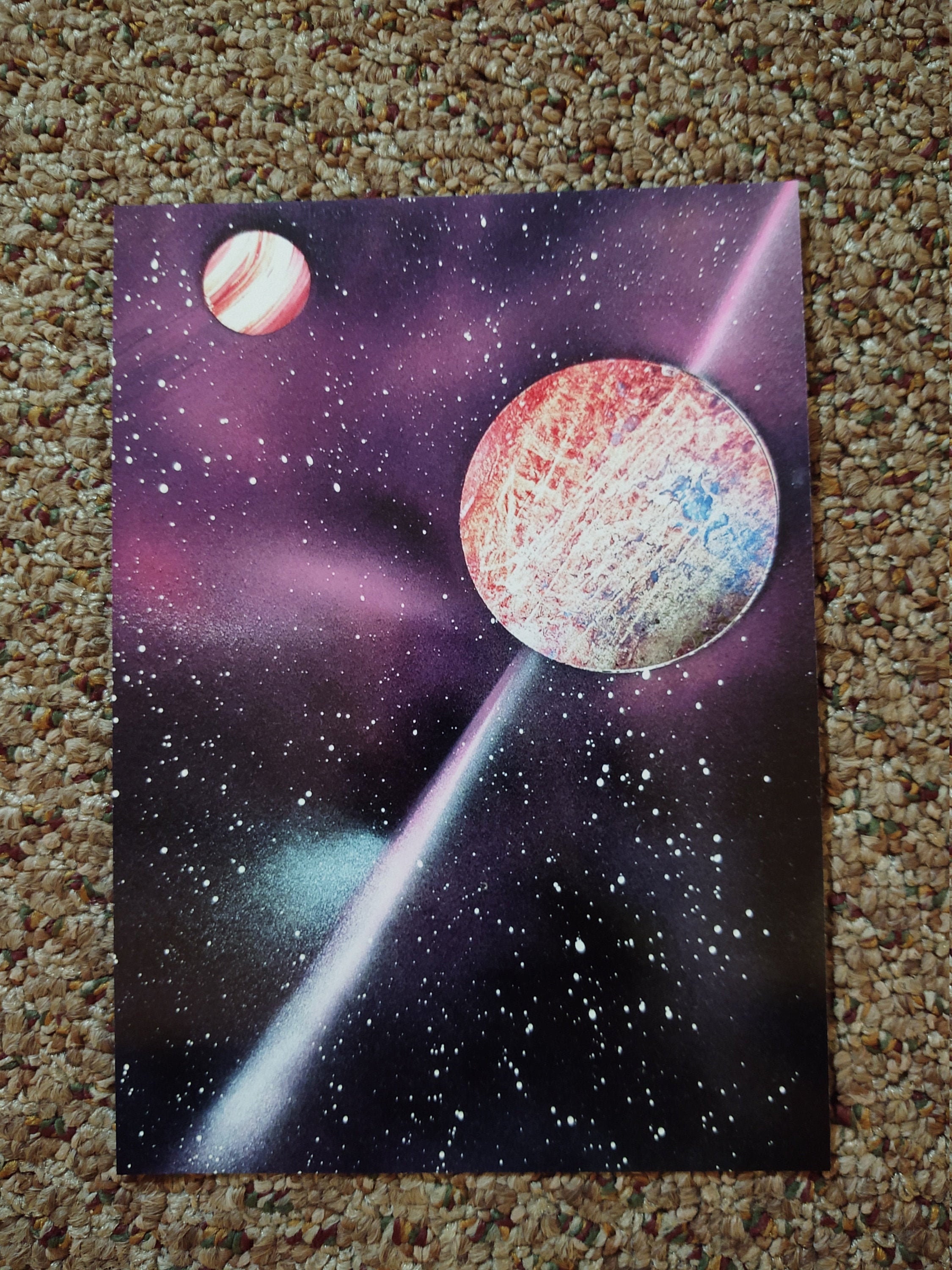 未開封5th Anniversary Album Painted Planets 22″ x 28″ Spray Paint Art Five Planets and Galaxy Swirl