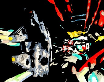 Star Wars Millennium Falcon Escape Painting 8" x 10" Art Print