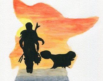 Star Wars Grogu Silhouette 8 X 10 Art Print Mandalorian, The Child aka Baby Yoda