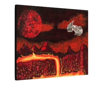 Star Wars Tie Fighter Canvas Print, Bob Ross Style Sci-Fi Art