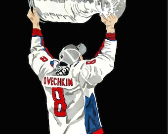 Alex Ovechkin Acrylic Painting 8" x 10" Art Print