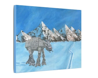 Star Wars AT-AT Canvas Print, Bob Ross Style Hoth Painting