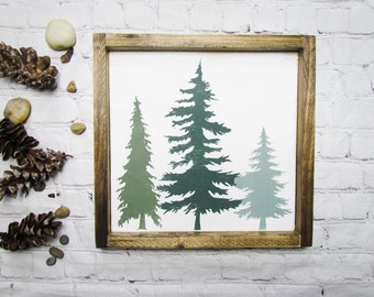 Pine Tree Painting, Nature Decor, Woodland Nursery Decor, Christmas Decor, Forest Bedroom Decor, Boho Decor