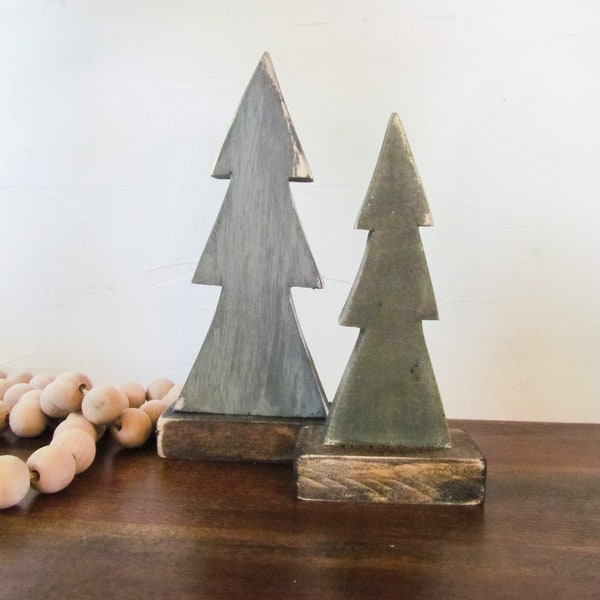 2pc Tree Set, Woodland Nursery Decor, Wooden Tree Decor, Christmas Decor, Fireplace Mantel Decor, Nature Decor, Bedroom Decor