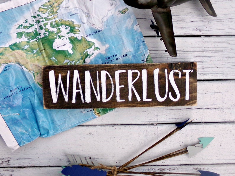 Wanderlust Sign Travel Decor Adventure Nursery Kids Camping Sign Woodland Nursery Decor Woodland Bedroom Sign Rustic Nursery Sign