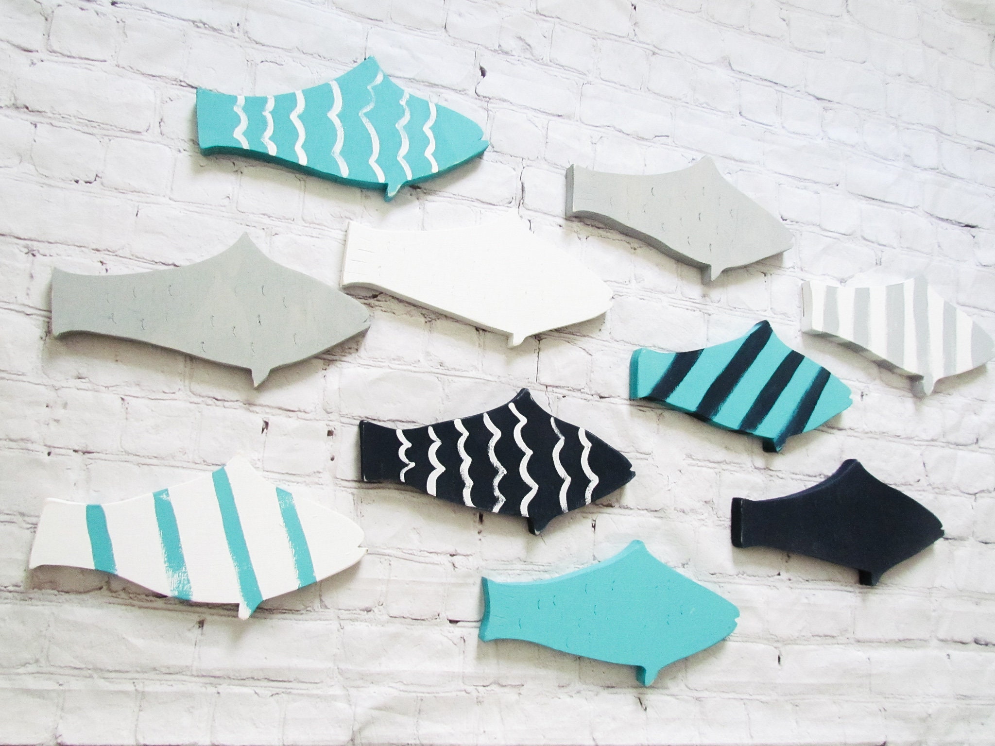 School of Fish Wall Decor Ocean Nursery Decorations Wooden Etsy