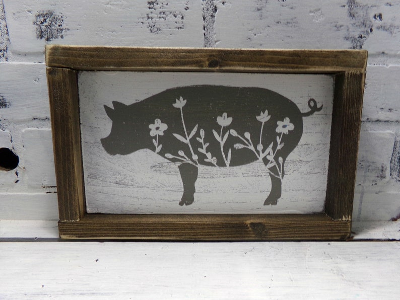 Farmhouse Pig Decor Kitchen Wood Sign Gift for Mom Girls Etsy