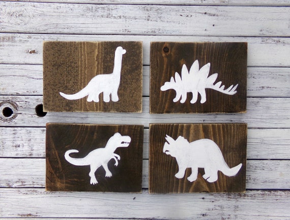 Dinosaur Wood Sign Set Dinosaur Decor Boys Dinosaur Bedroom Decor Dinosaur Wood Signs