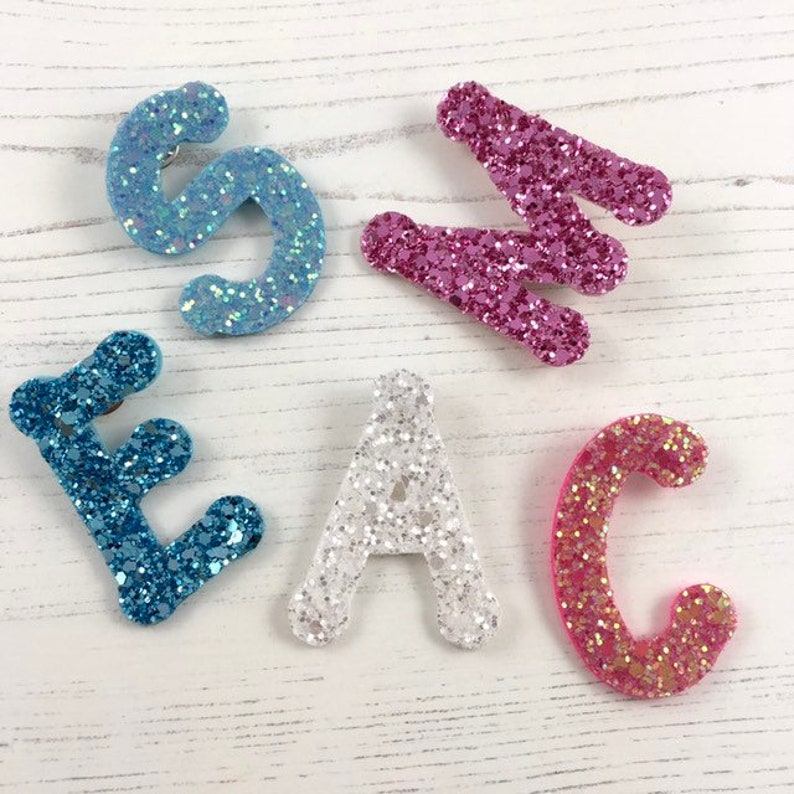 Letter Badges. Name Badge. Glitter Badges. Letter Pin Badges. Etsy
