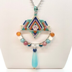 Beaded Pendant Necklace-Blue Poppy