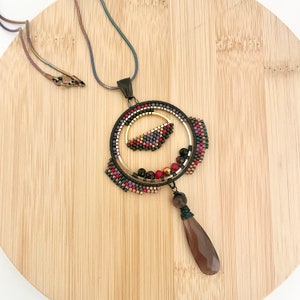 Beaded Pendant Necklace-Amie