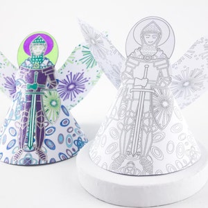 Angel Ornament man and women pdf file, download, print, color and make at home, 3d paper art, Angel Gabriel designs with labels image 5
