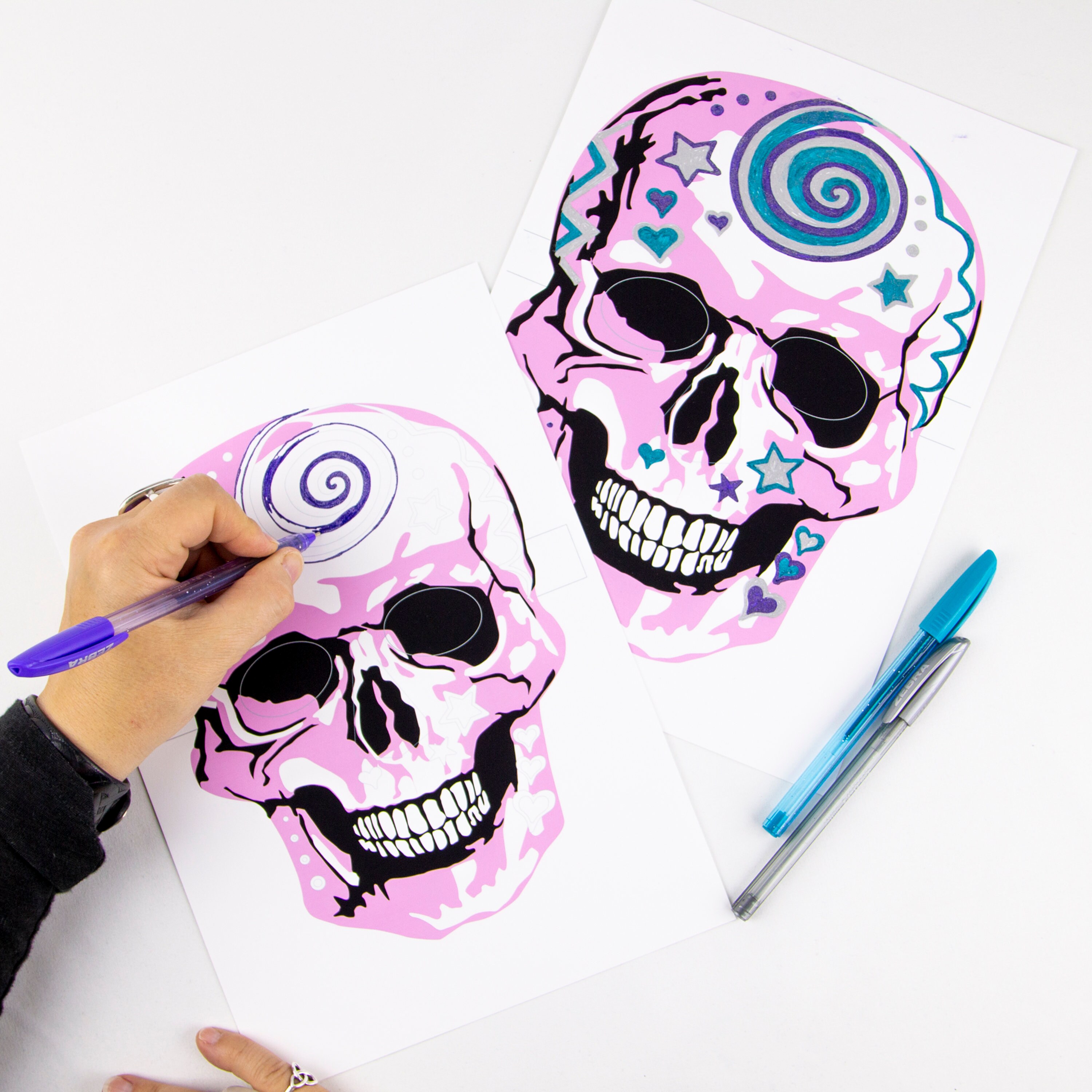 Pink Skull Masks Día De Muertos Halloween Day of the Dead Etsy UK
