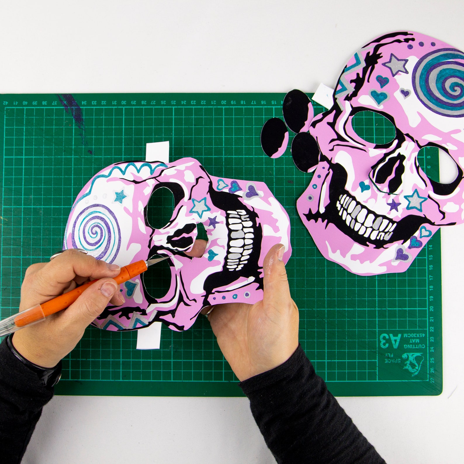 Pink Skull Masks Día De Muertos Halloween Day of the Dead Etsy