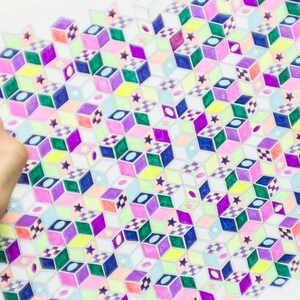 Coloring pattern, detailed colouring in page for Adults and teens, cube-mind-bender pattern