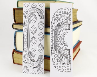 C bookmarks  to colour, alphabet bookmarks 2 x C letter design bookmarks pdf file to download and print and colour