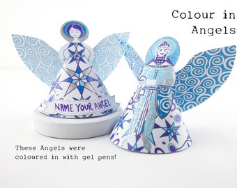 Regalos de Navidad para un amigo, ángel o hada de la amistad para descargar, imprimir, colorear y hacer, para decoración de fiesta de Navidad, árbol genealógico o regalo.