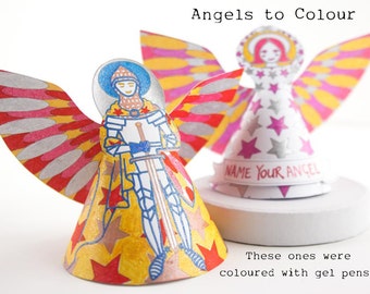 Personalised Fairies or Angels to download, make, colour in and gift a friend