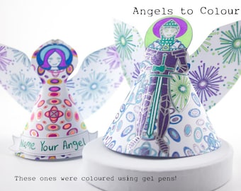 Regalos de Fairy Angel, haz y colorea los tuyos propios, manualidades en papel DIY, recorta y haz, descarga instantánea en PDF