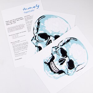 Descarga de máscara de calavera, calavera de azúcar, máscaras de Halloween, Día de Muertos, máscaras de 2 colores, actividad para adultos y niños, máscaras de calavera descarga PDF imagen 2