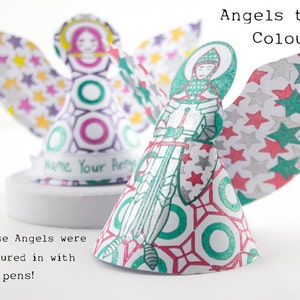 Diy decorations Angel boy and girl, printable pdf file, print, color in, cut out and make for Christenings, baptism, weddings and parties