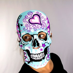 Day of the Dead, Día de Muertos, sugar skulls with heart design Adult and child activity, Masks to make image 10