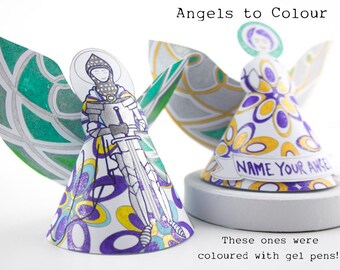 Friendship fairies, Angel favours or gifts, paper craft activity to make, colour in and personalise