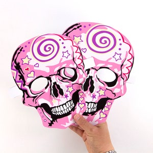 Pink Skull Masks, Día de Muertos, Halloween, Day of the Dead, halloween mask,  2 masks, Adult and child activity, Masks to make