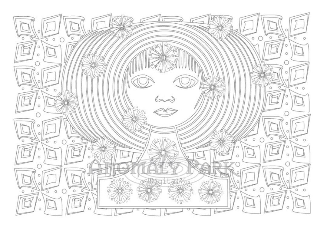 Coloring Page, Art to Color, Printable Art Colouring Sheet for Adults